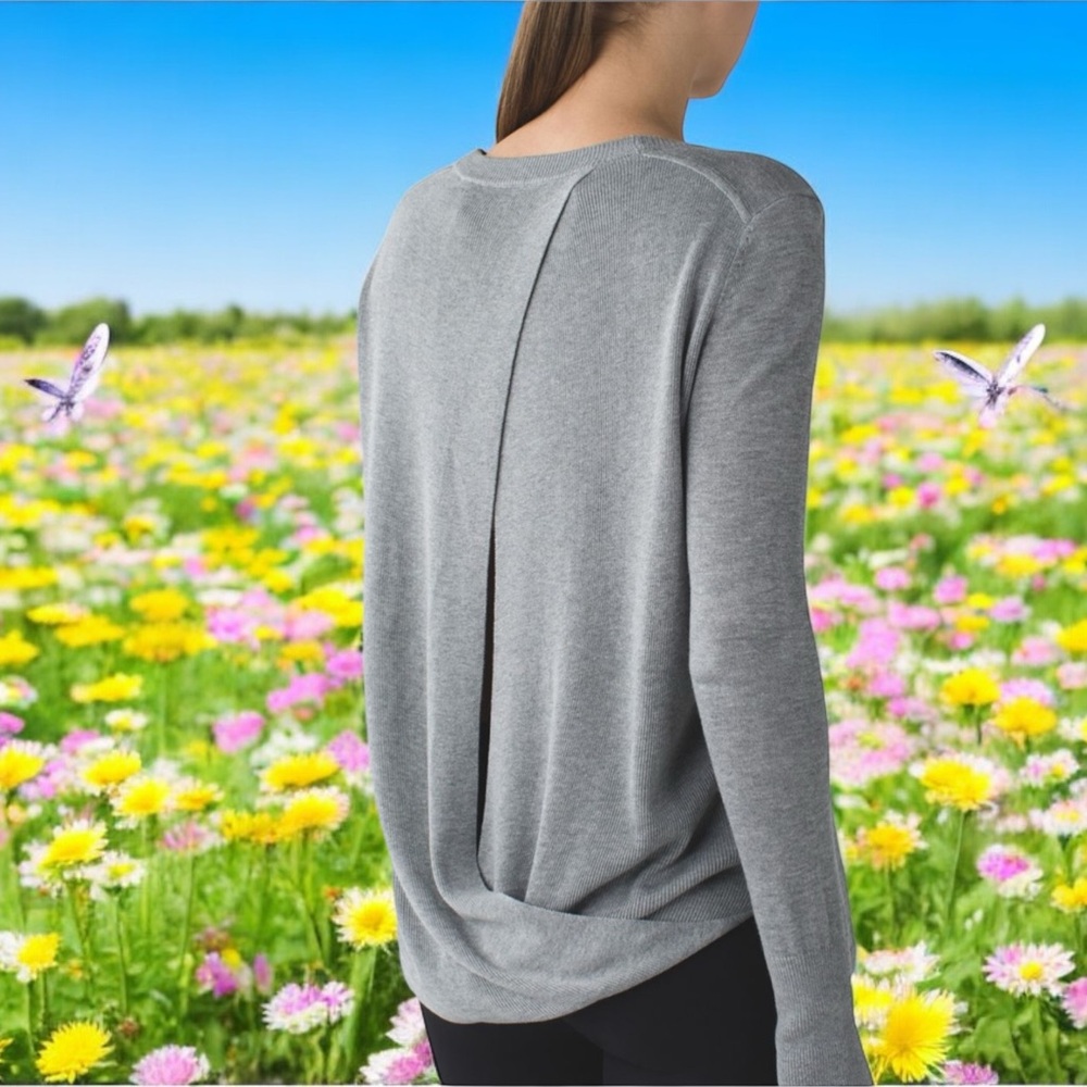 Lululemon Bring It Backbend Sweater in Heathered Medium Grey Sz 6 - Picture 3 of 10